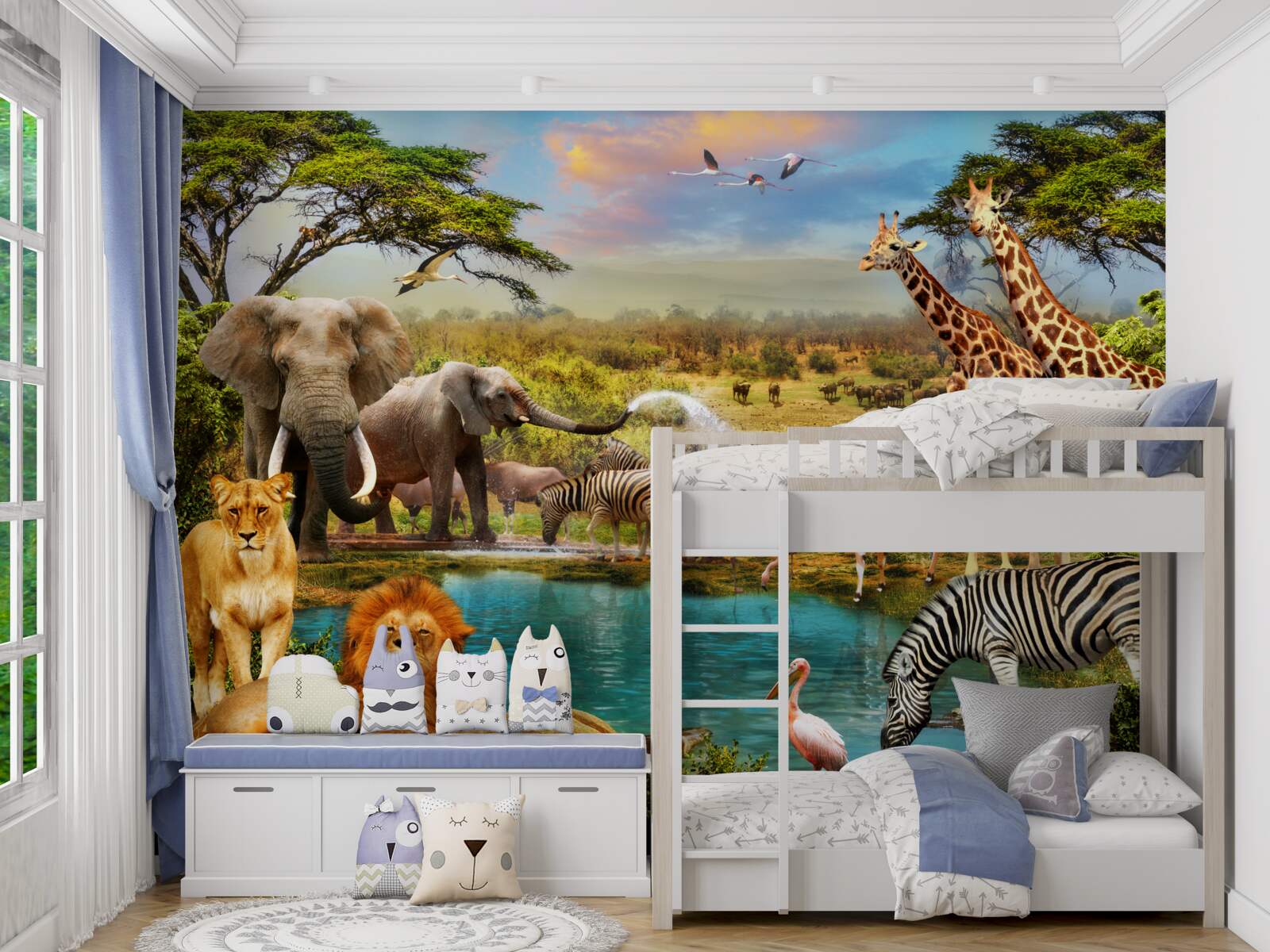 Фотошпалери водопій з африканськими тваринами