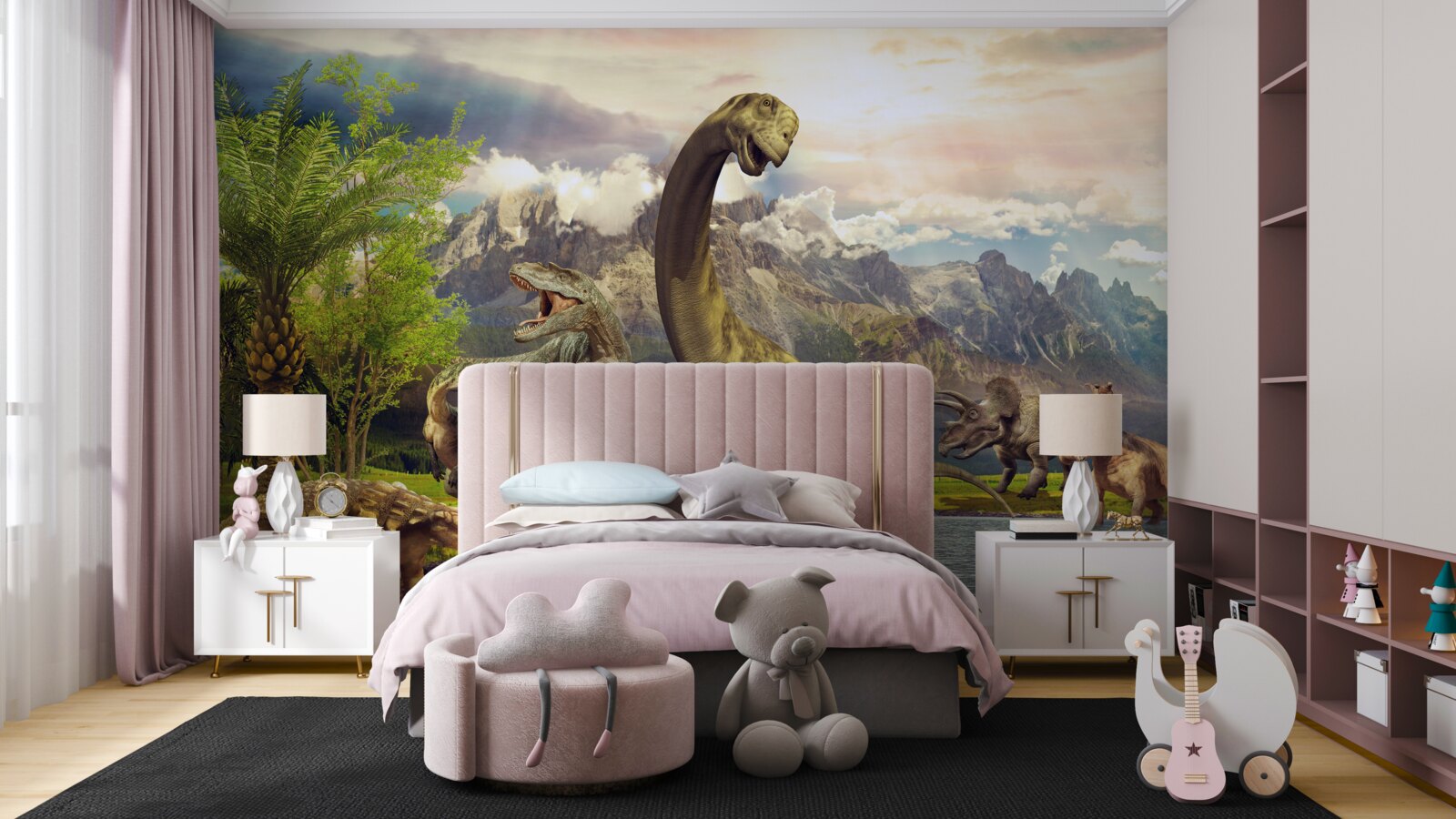 Фотошпалери біля ставка з'явилися динозаври