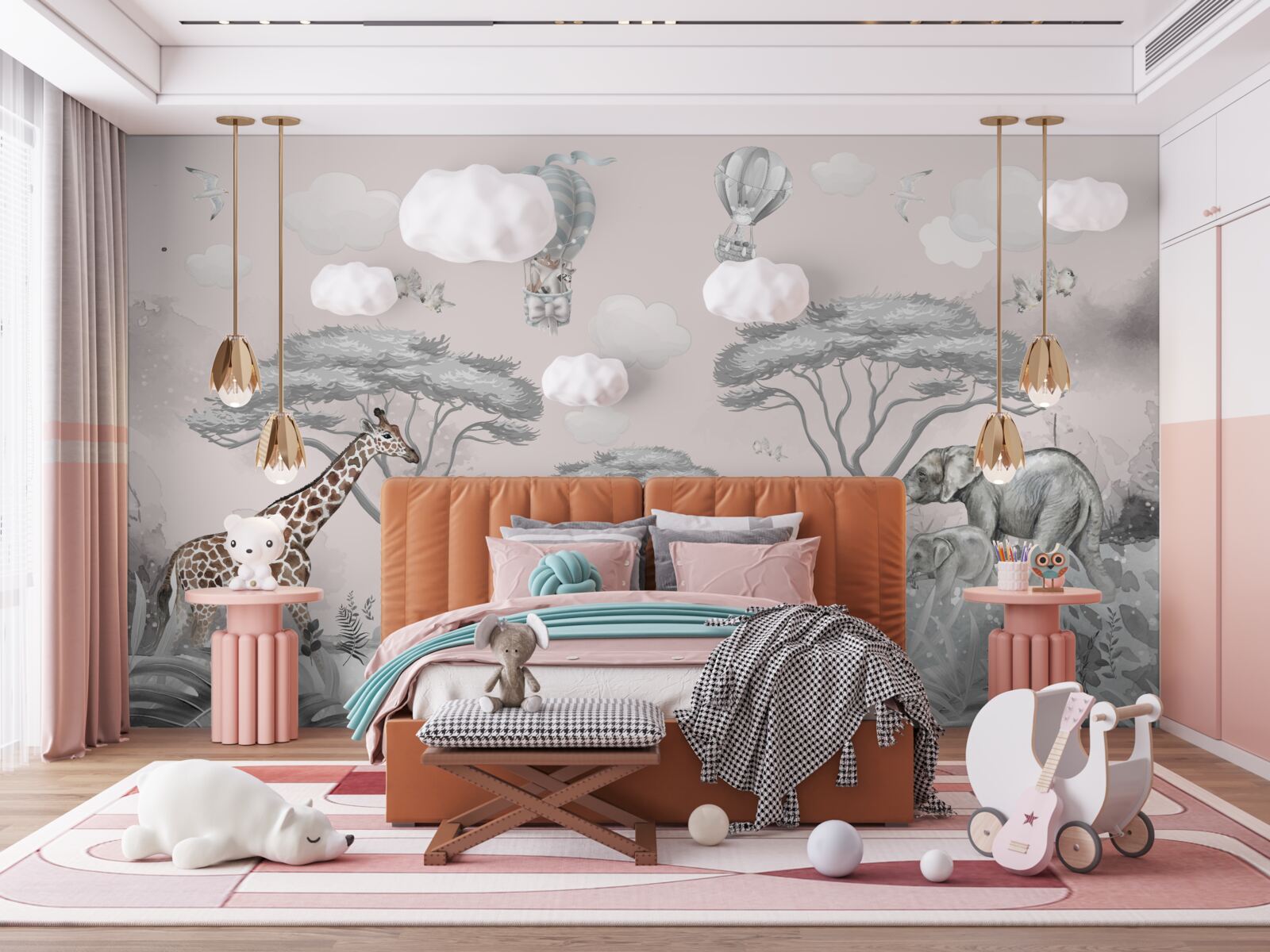 Фотошпалери тварини африки в срібному лісі