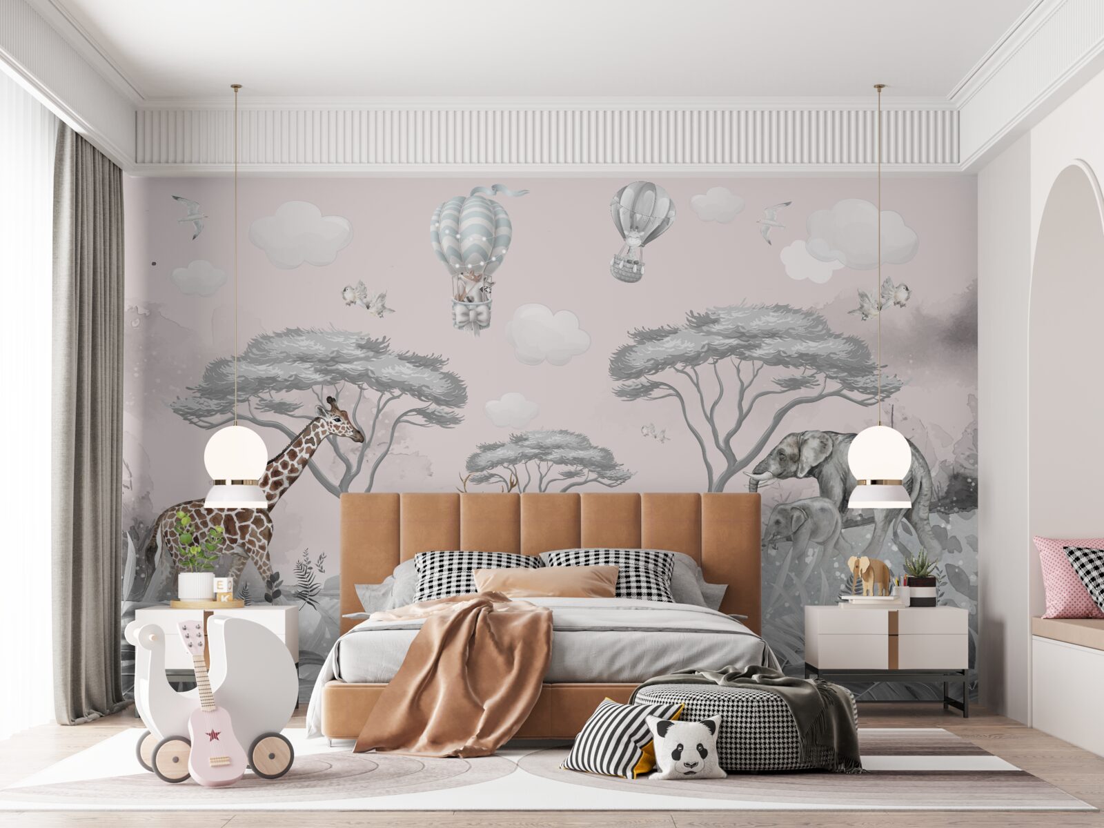 Фотошпалери тварини африки в срібному лісі