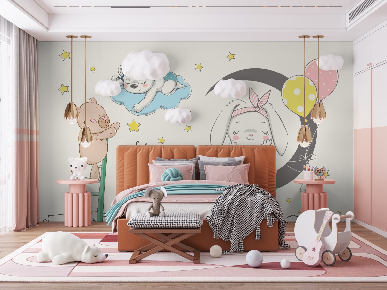 Фотошпалери тварин над містом у темряві ночі