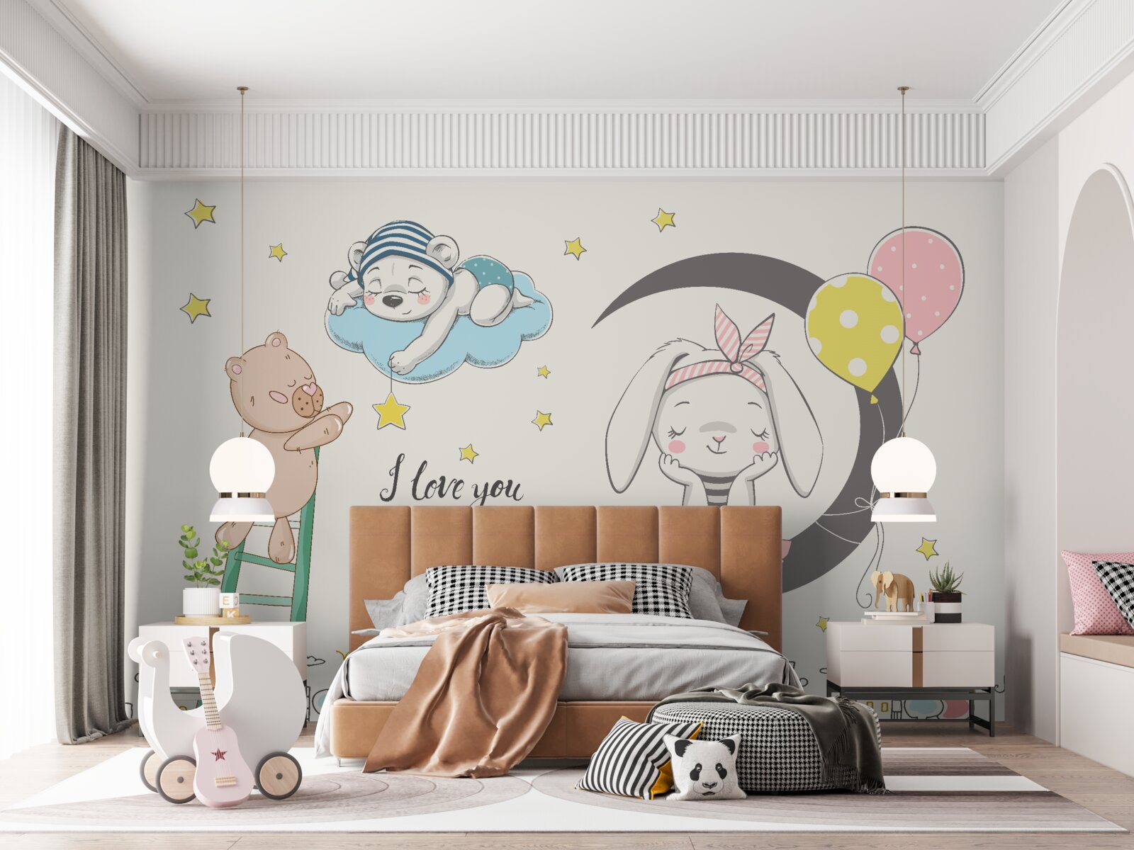 Фотошпалери тварин над містом у темряві ночі