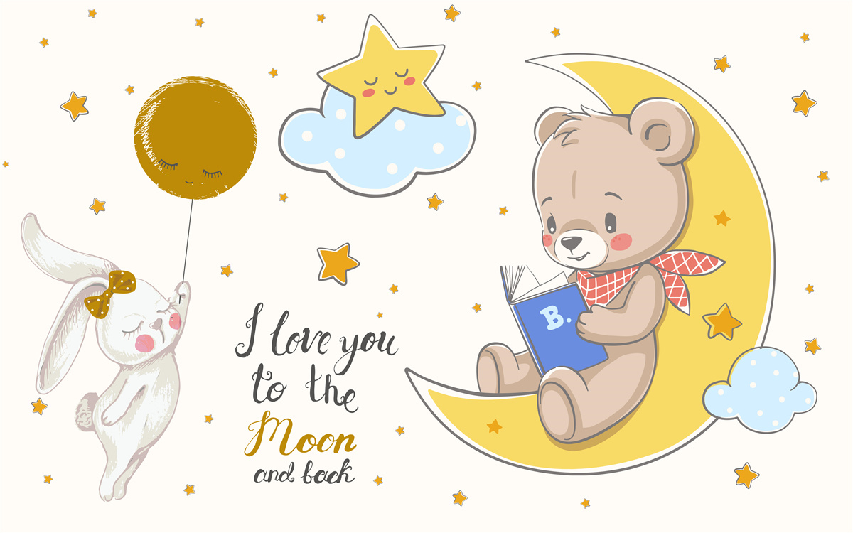 Фотошпалери ведмедик читає зайчику казки