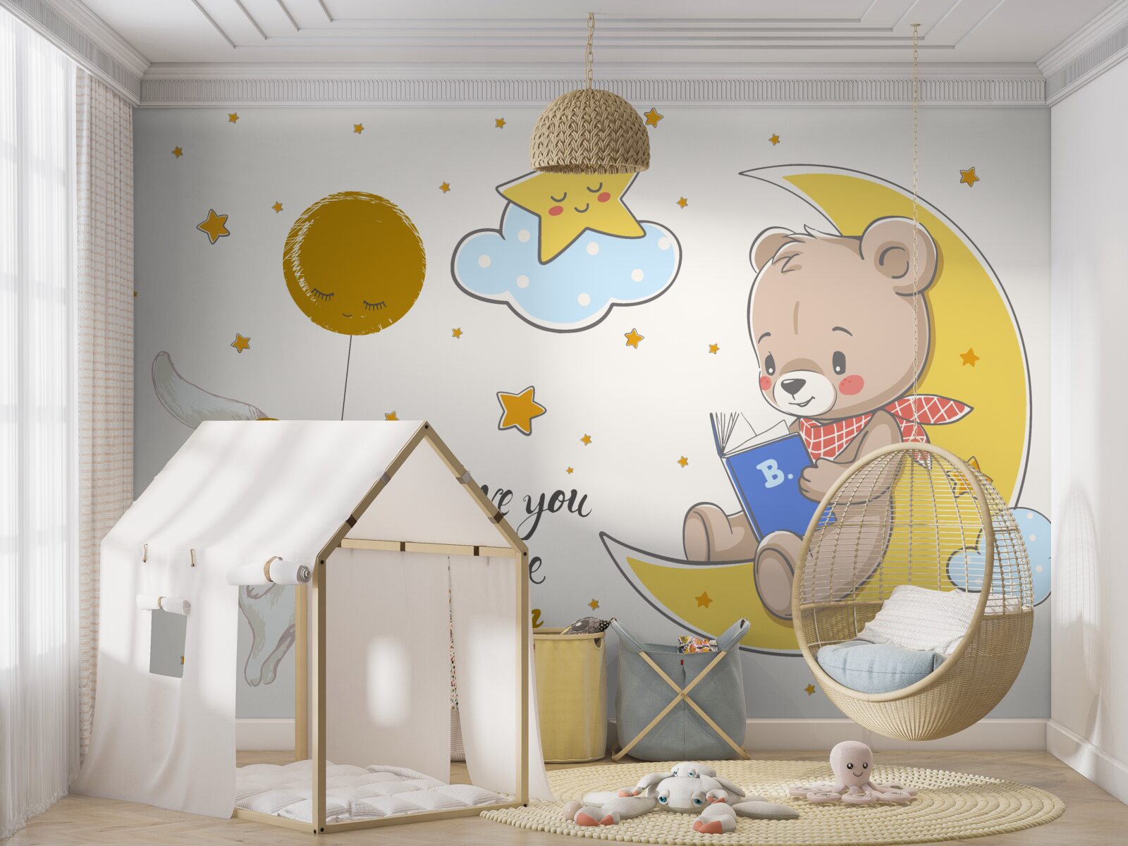 Фотошпалери ведмедик читає зайчику казки