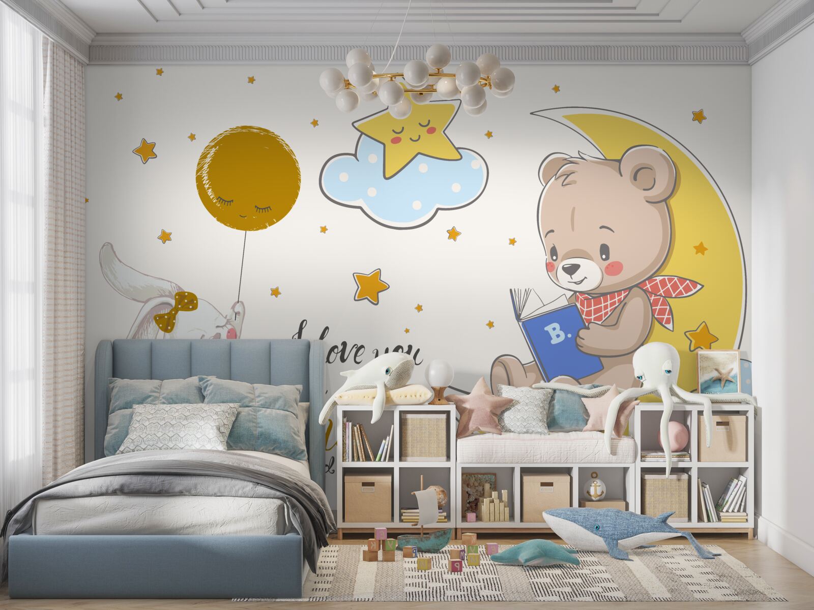 Фотошпалери ведмедик читає зайчику казки