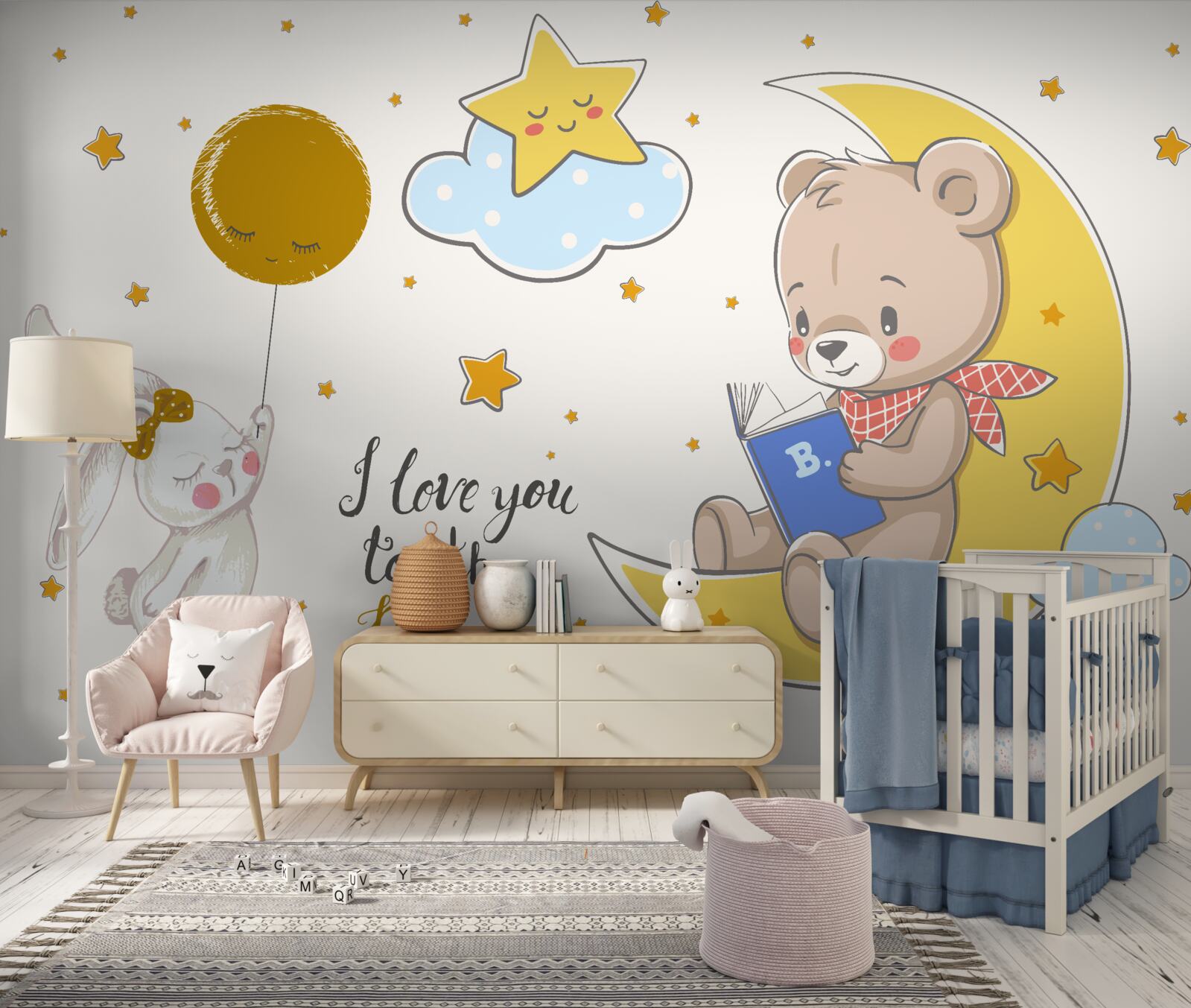 Фотошпалери ведмедик читає зайчику казки