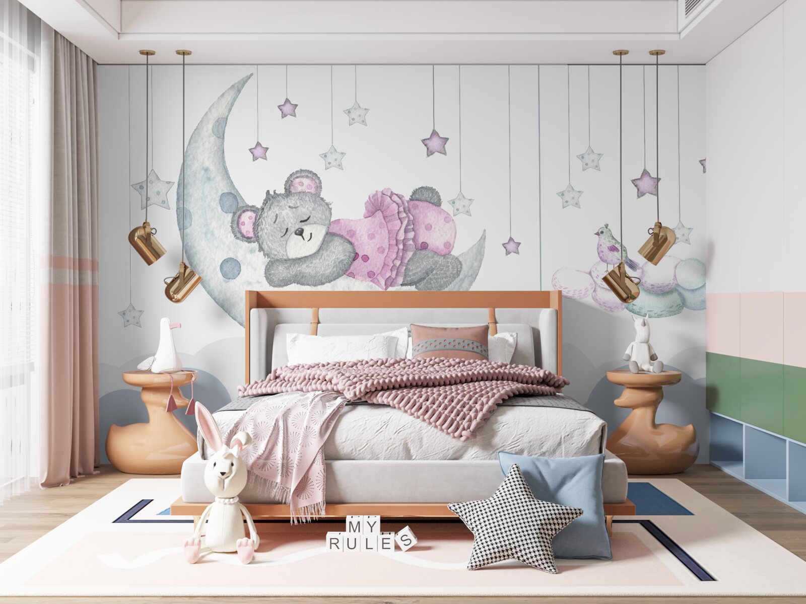 Фотошпалери милий ведмедик на супутнику Землі