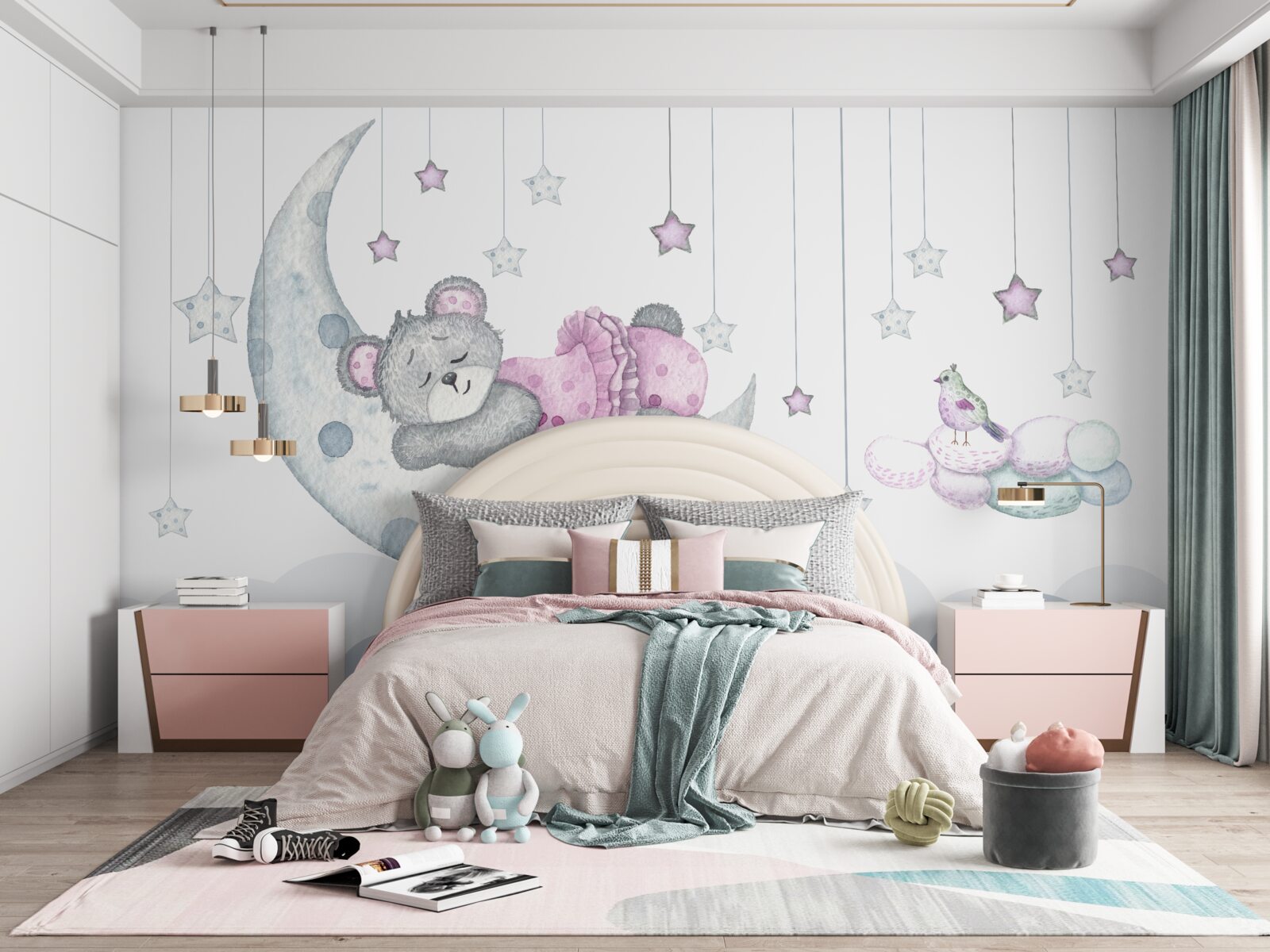 Фотошпалери милий ведмедик на супутнику Землі