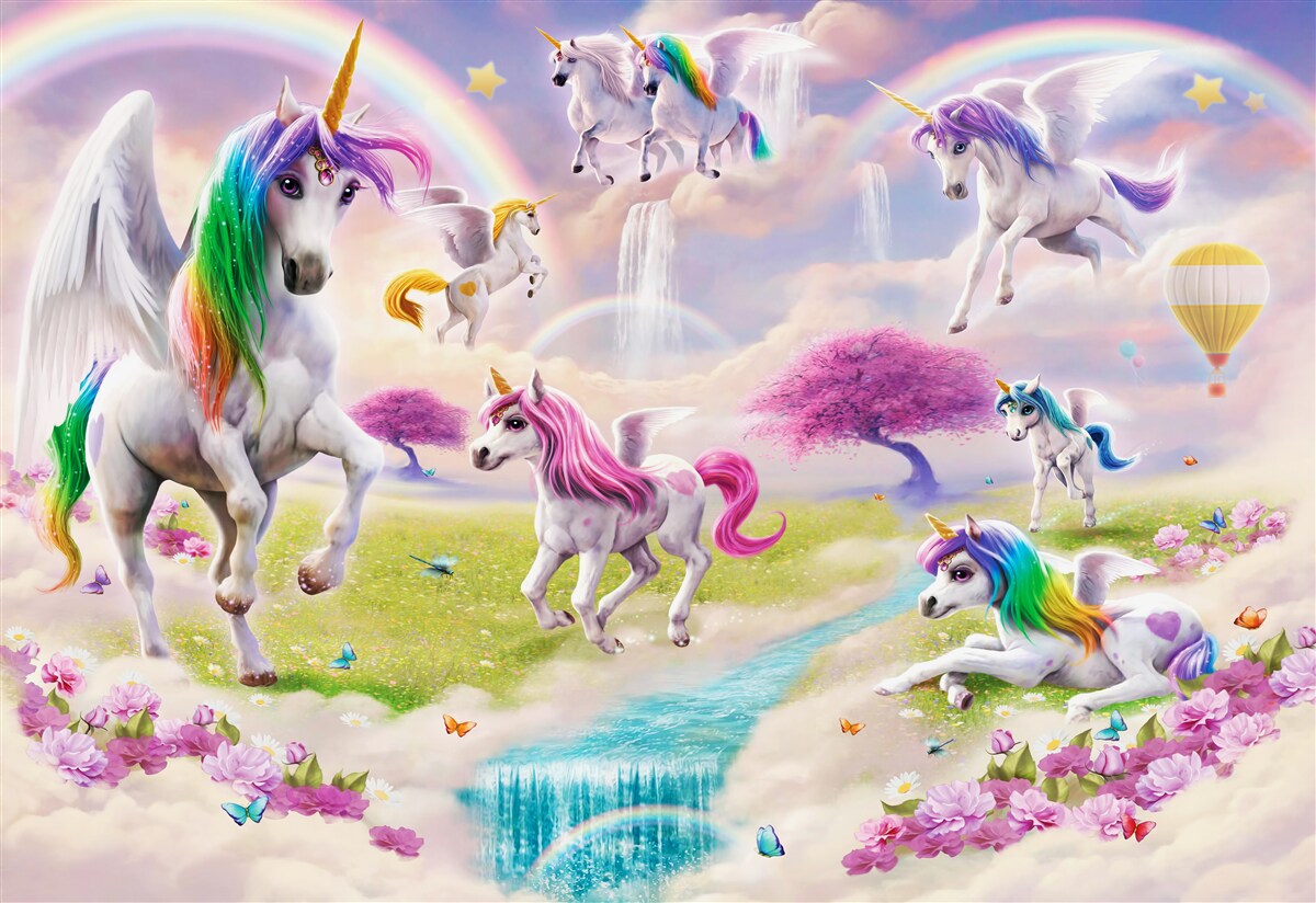 Фотошпалери чарівні єдинороги на лісовій галявині