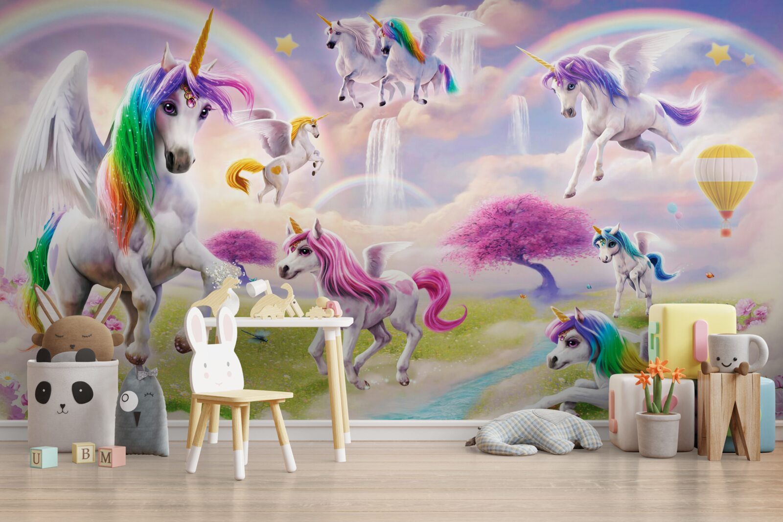 Фотошпалери чарівні єдинороги на лісовій галявині