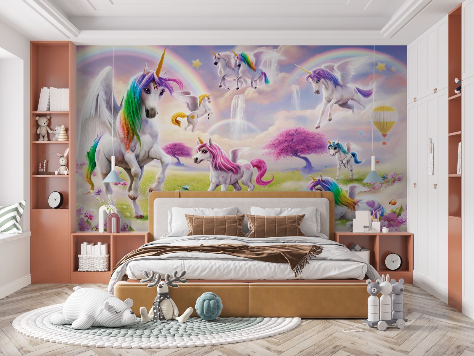 Фотошпалери чарівні єдинороги на лісовій галявині