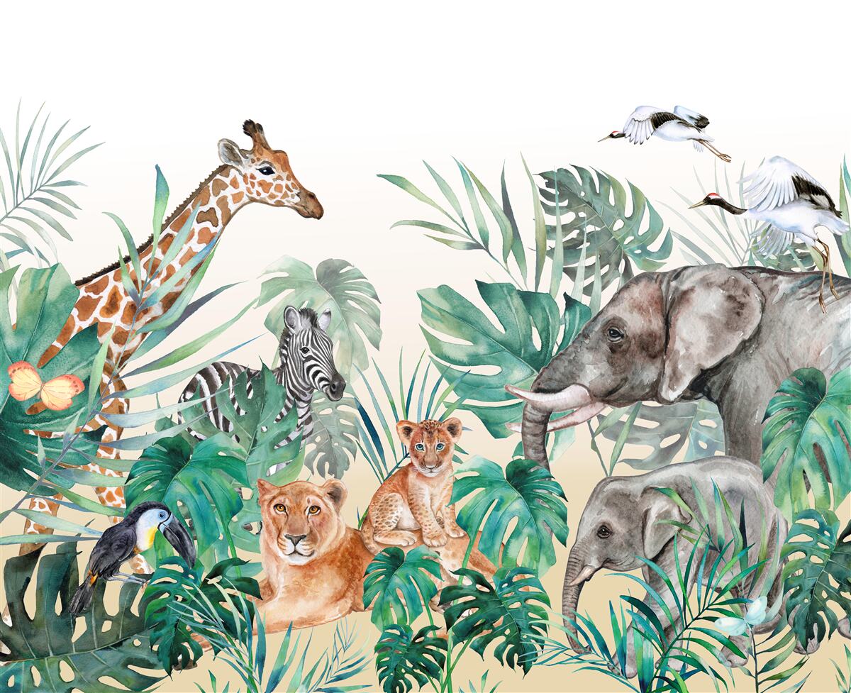 Фотошпалери тварини африки серед листя