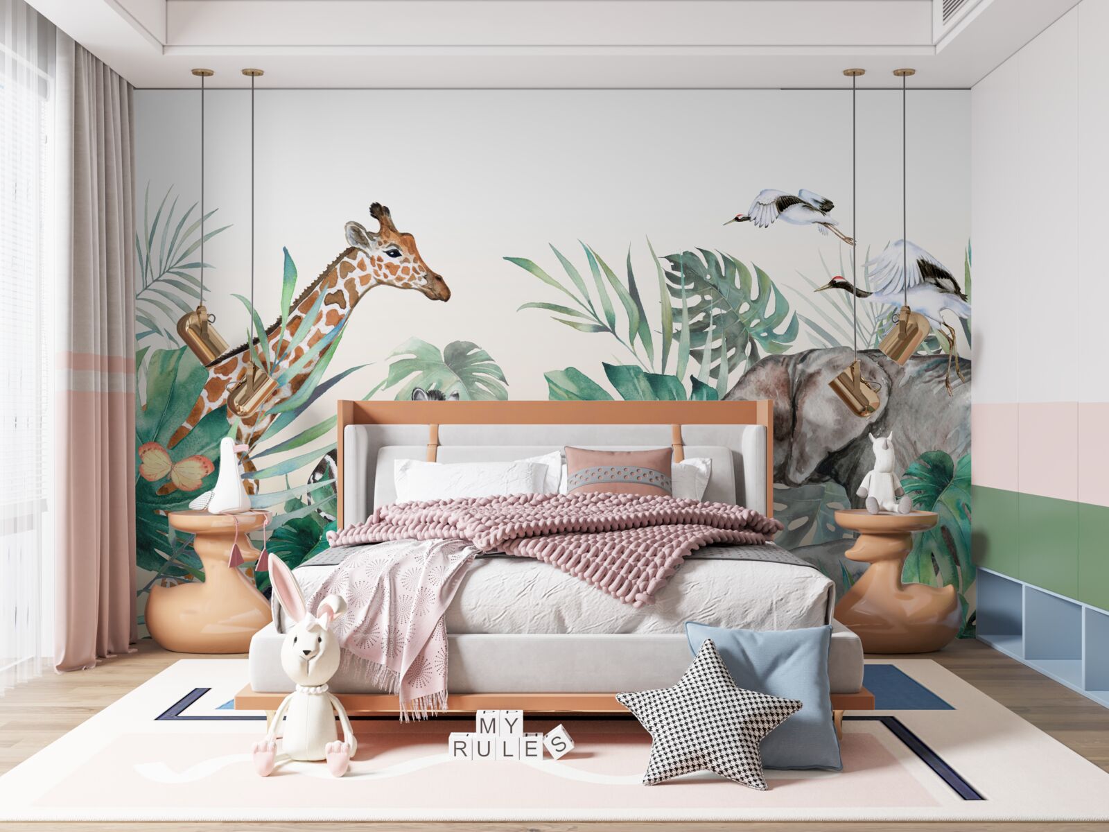 Фотошпалери тварини африки серед листя