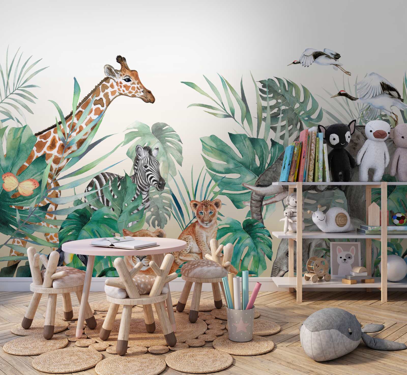 Фотошпалери тварини африки серед листя