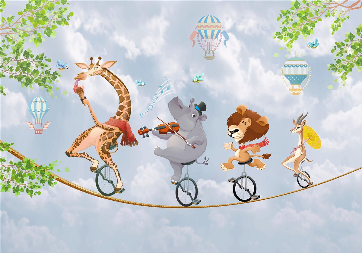 Фотошпалери щасливі тварини на натягнутому канаті