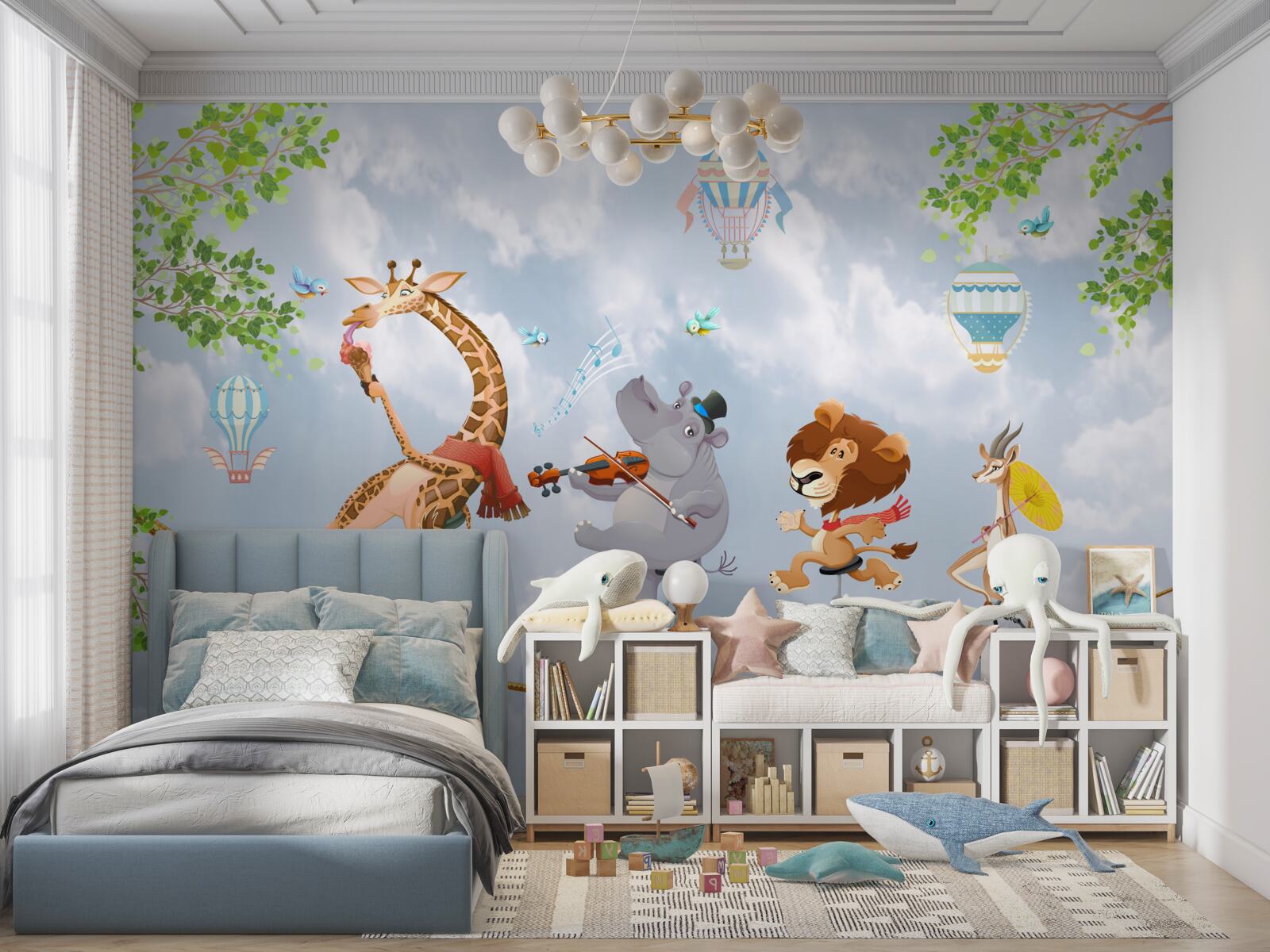 Фотошпалери щасливі тварини на натягнутому канаті