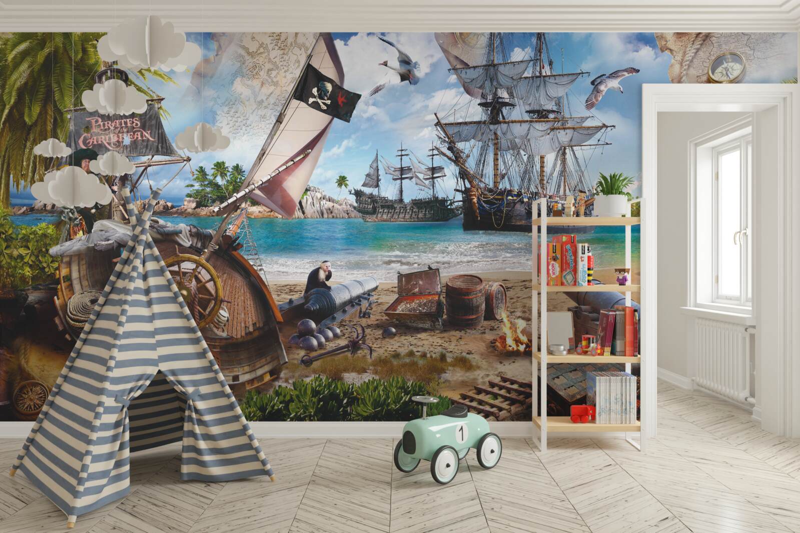 Фотошпалери острівні та піратські кораблі