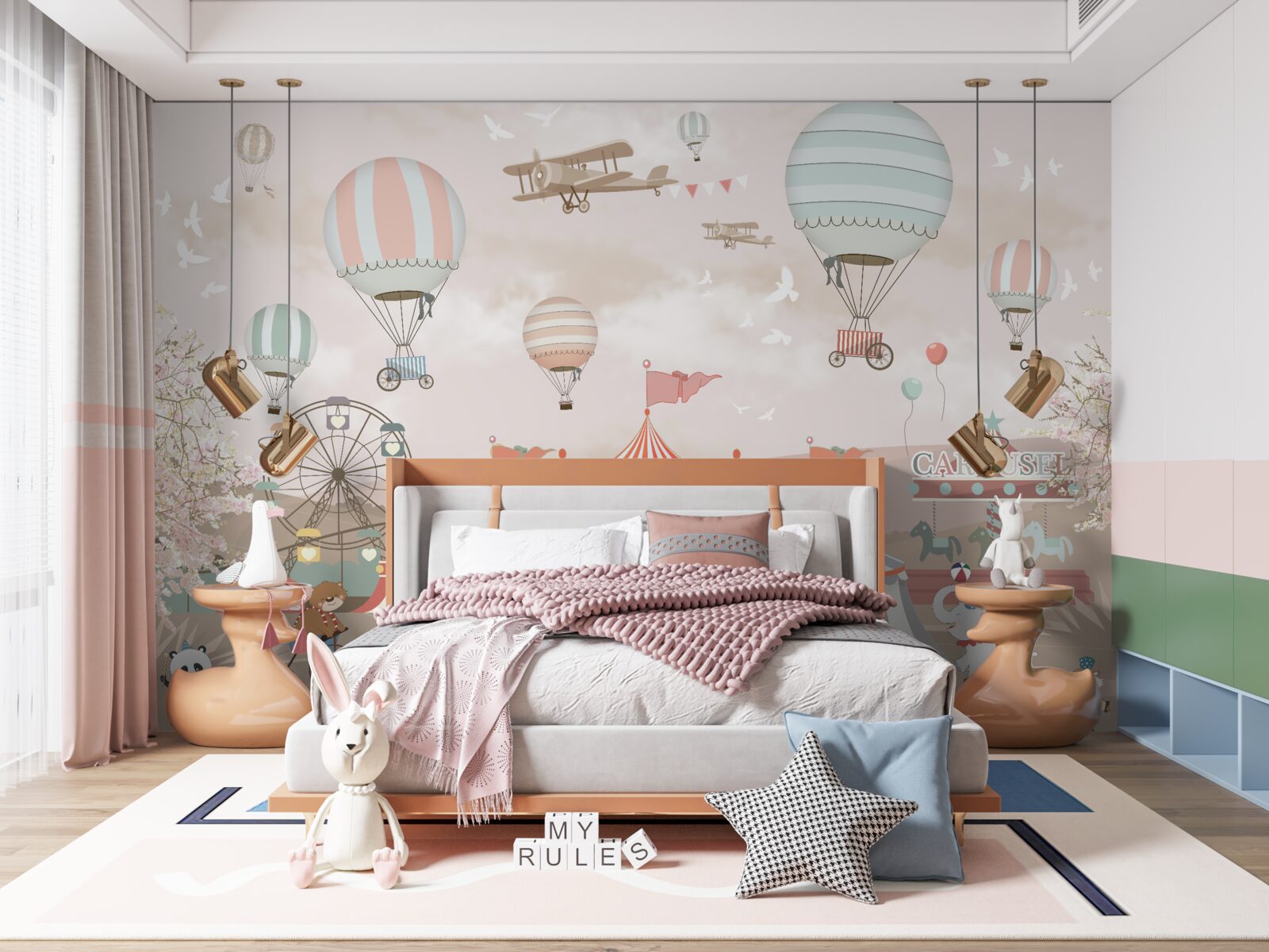 Фотошпалери цирк і кулі, що ширяють у небі