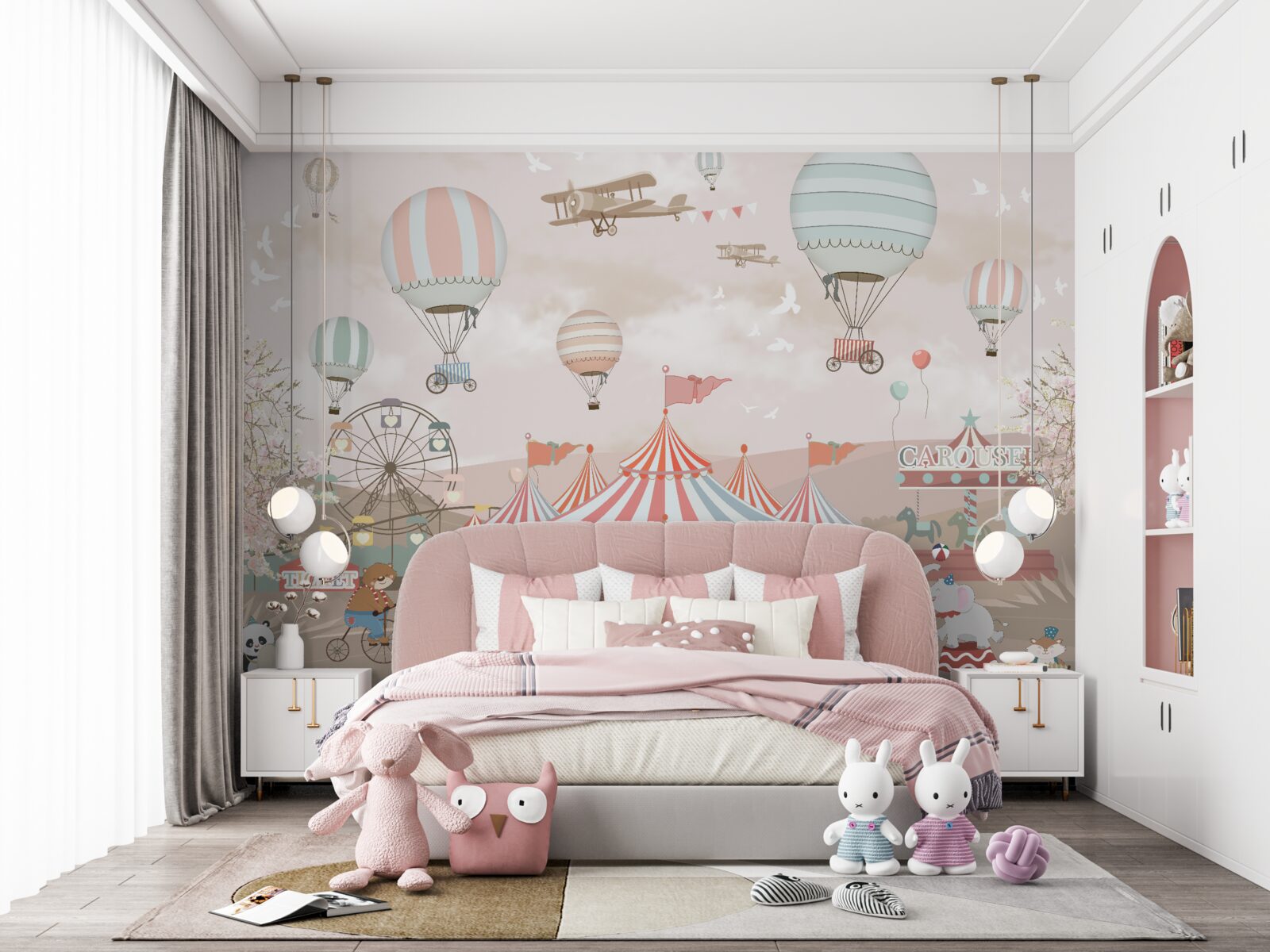 Фотошпалери цирк і кулі, що ширяють у небі