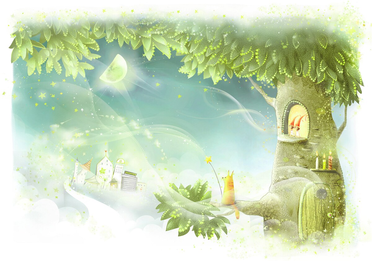 Фотошпалери чарівна ніч у казковому лісі