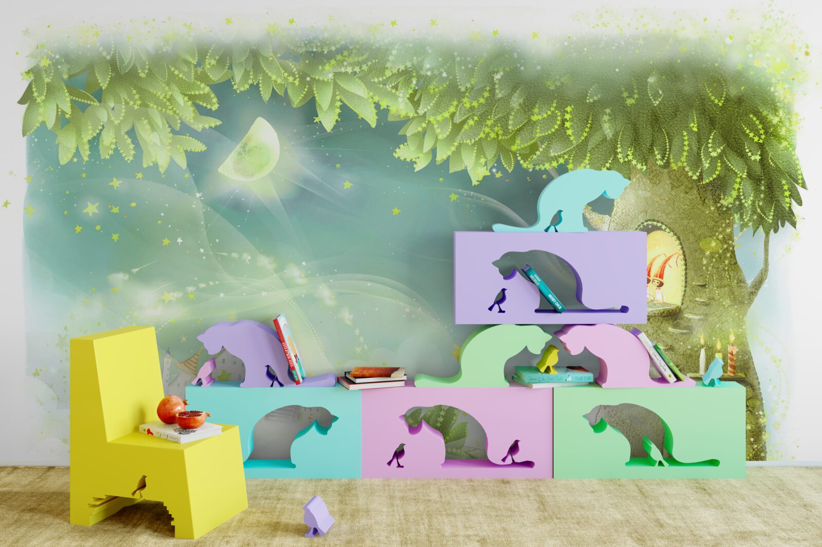 Фотошпалери чарівна ніч у казковому лісі