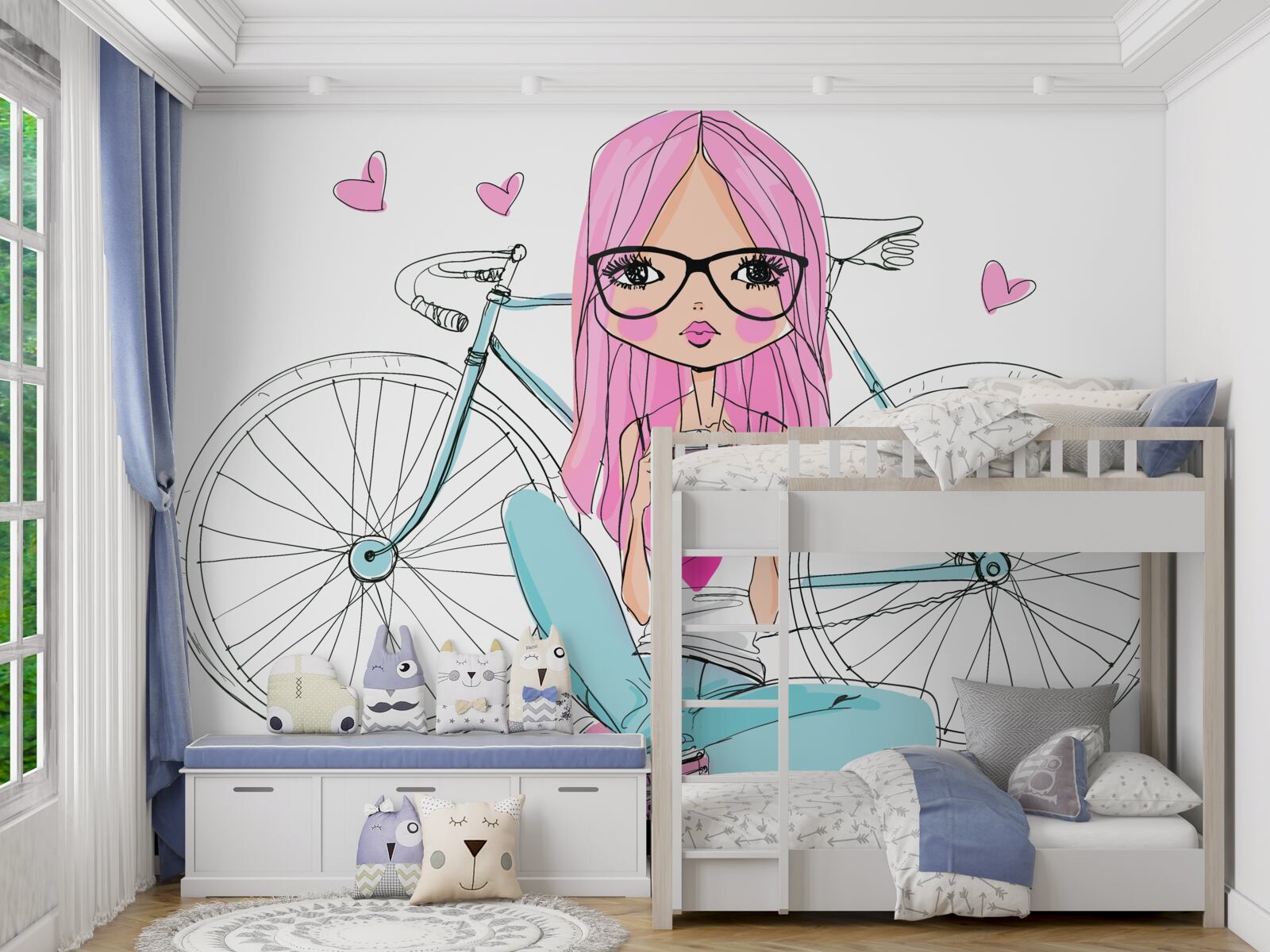 Фотошпалери модна дівчина на велосипеді