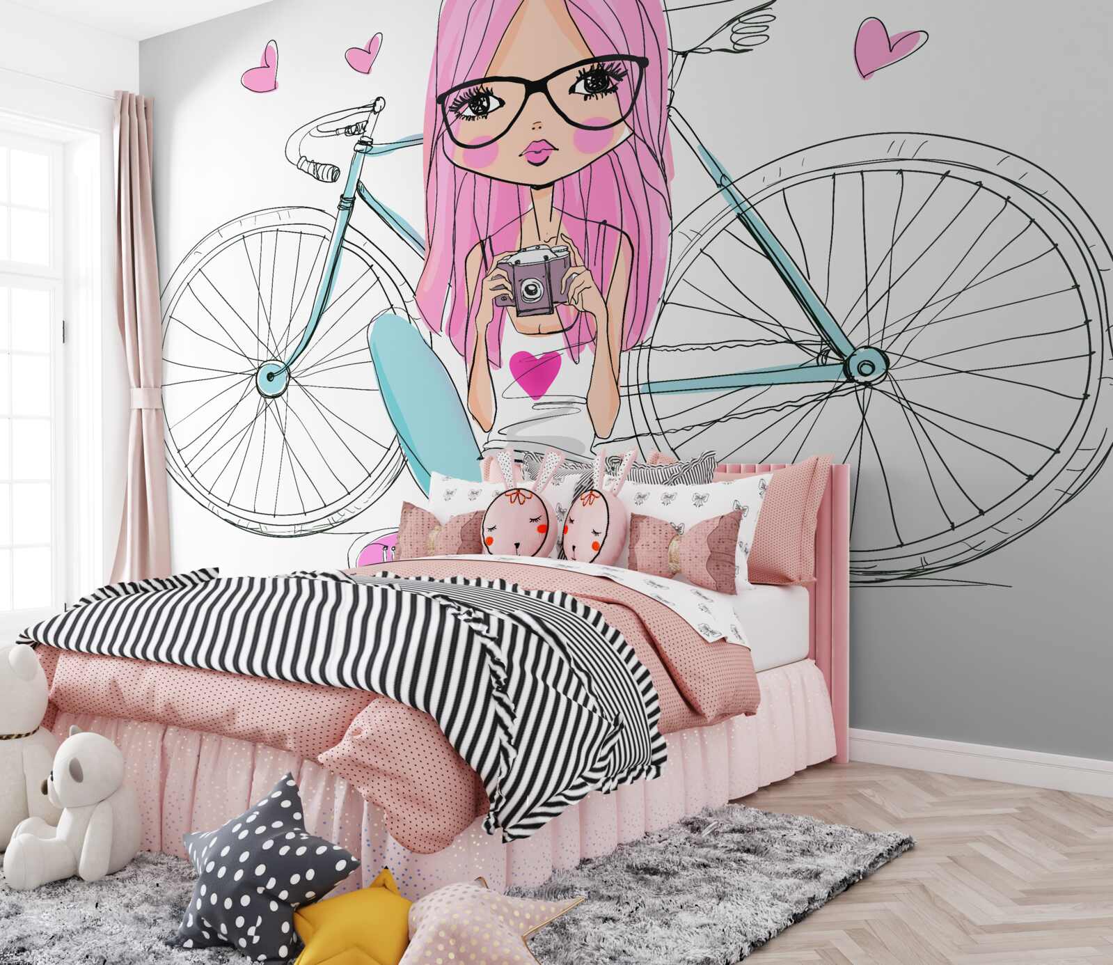 Фотошпалери модна дівчина на велосипеді