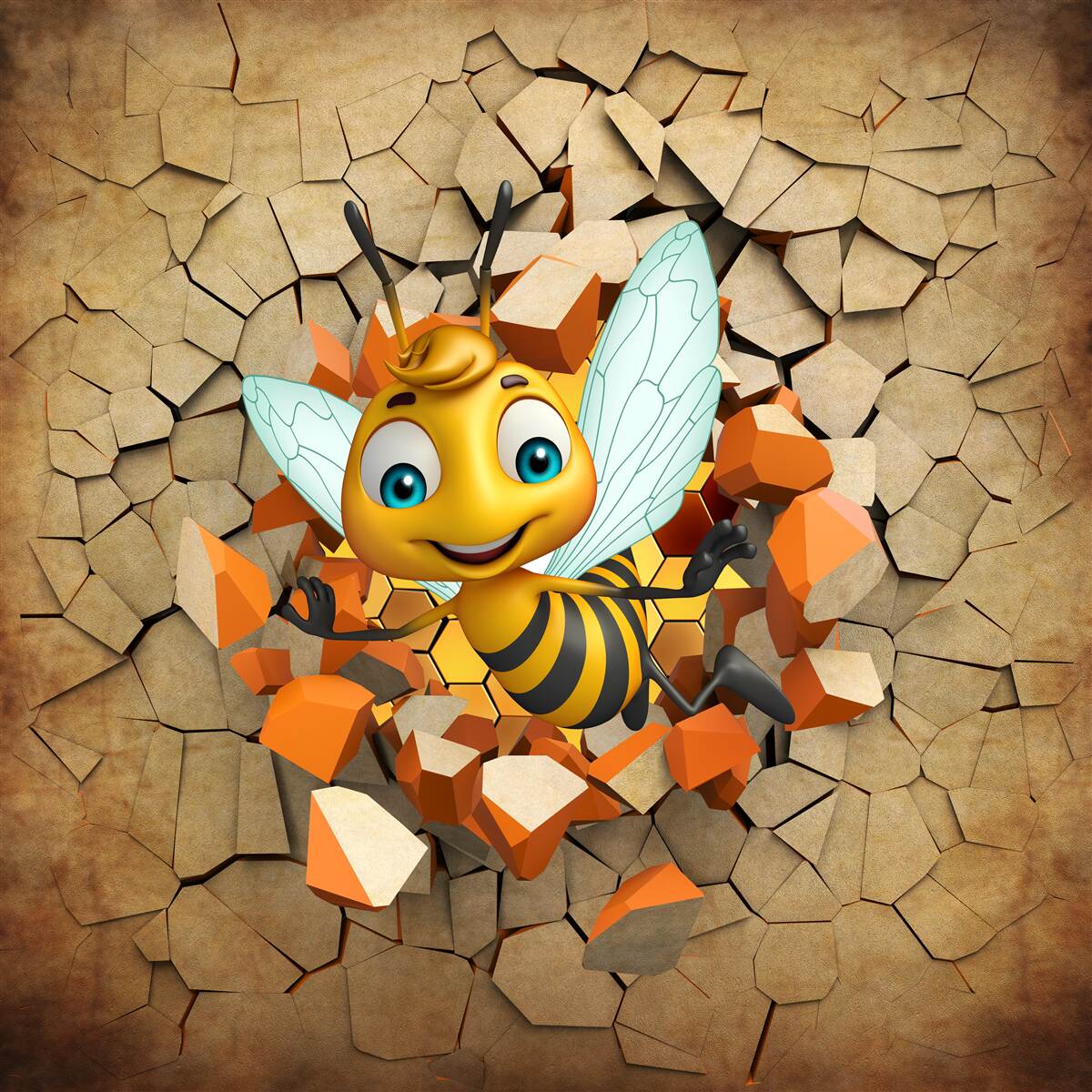 Фотошпалери мила бджілка з посмішкою