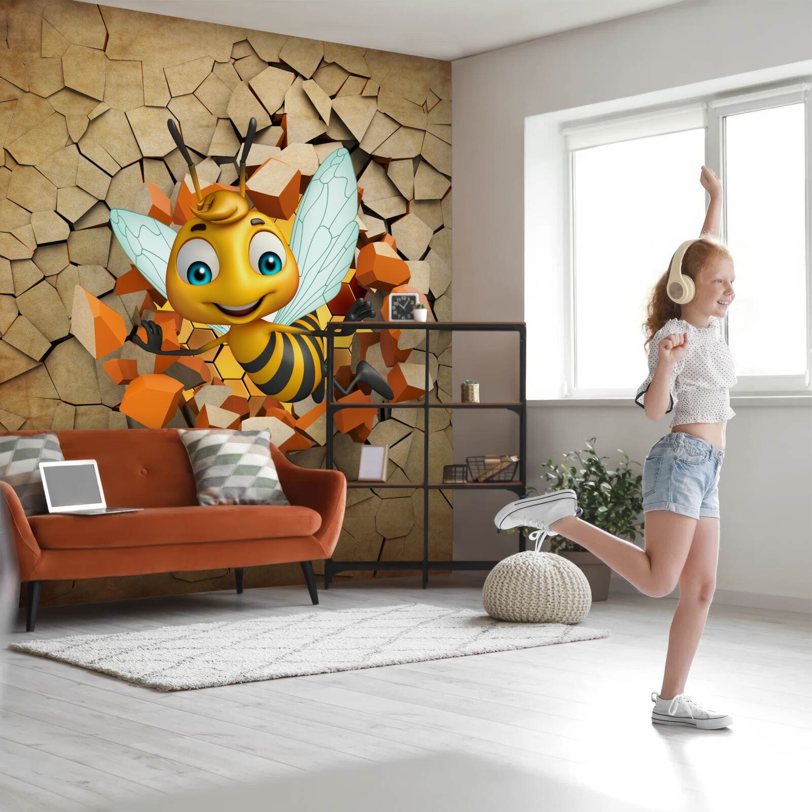 Фотошпалери мила бджілка з посмішкою