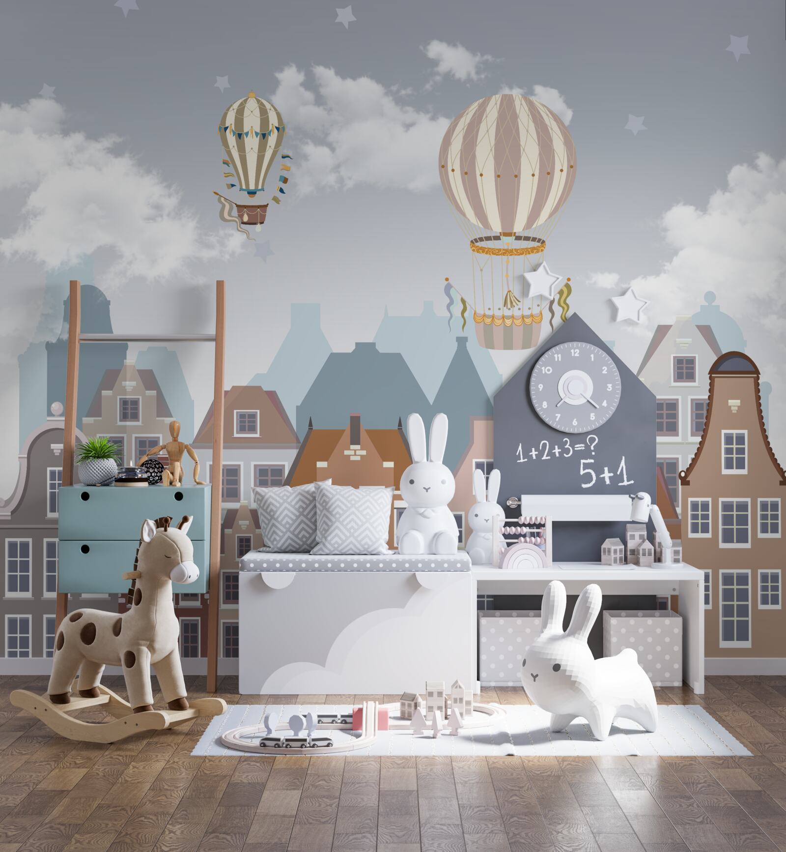 Фотошпалери місто під ковдрою з повітряних кульок