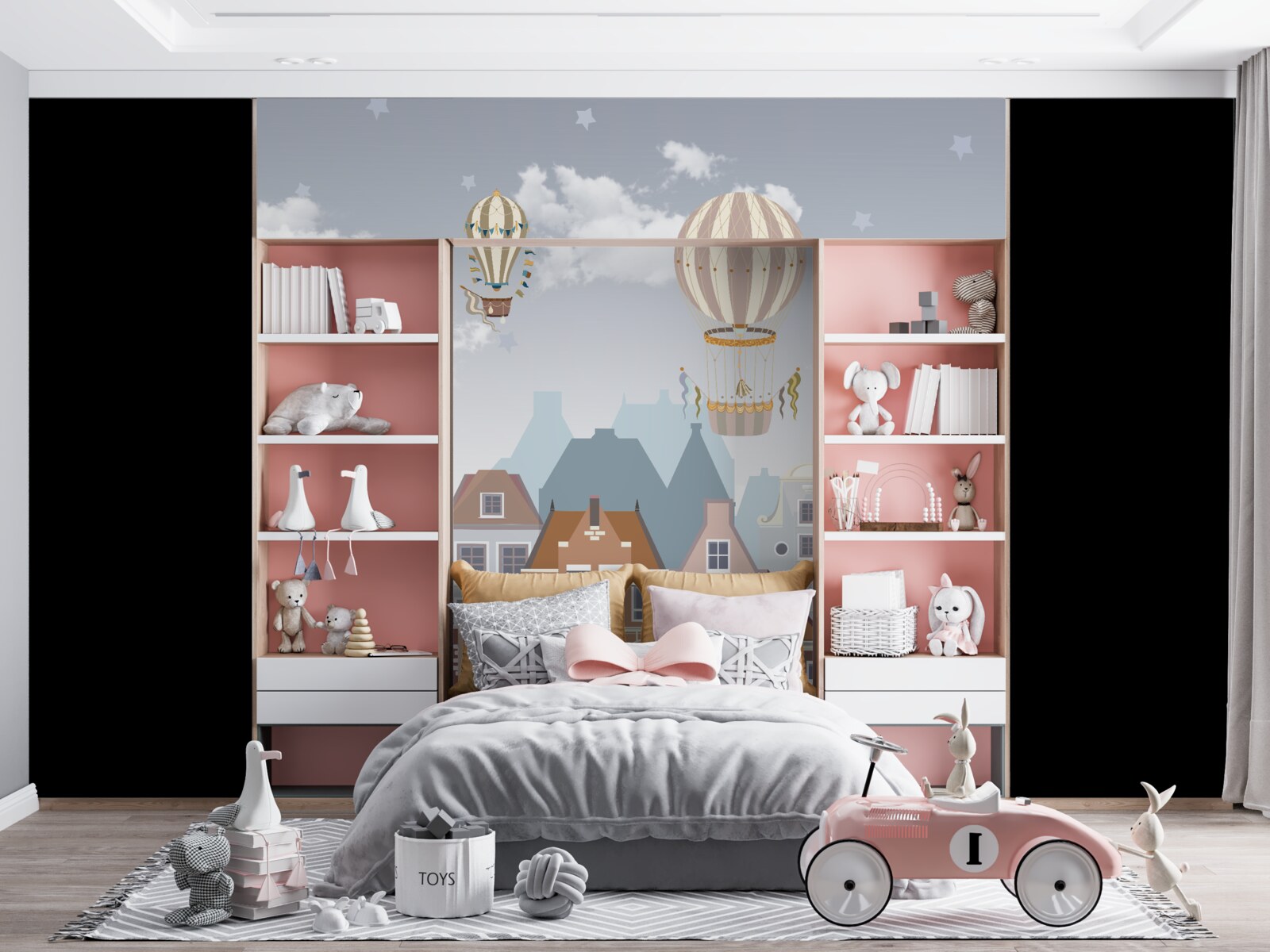 Фотошпалери місто під ковдрою з повітряних кульок