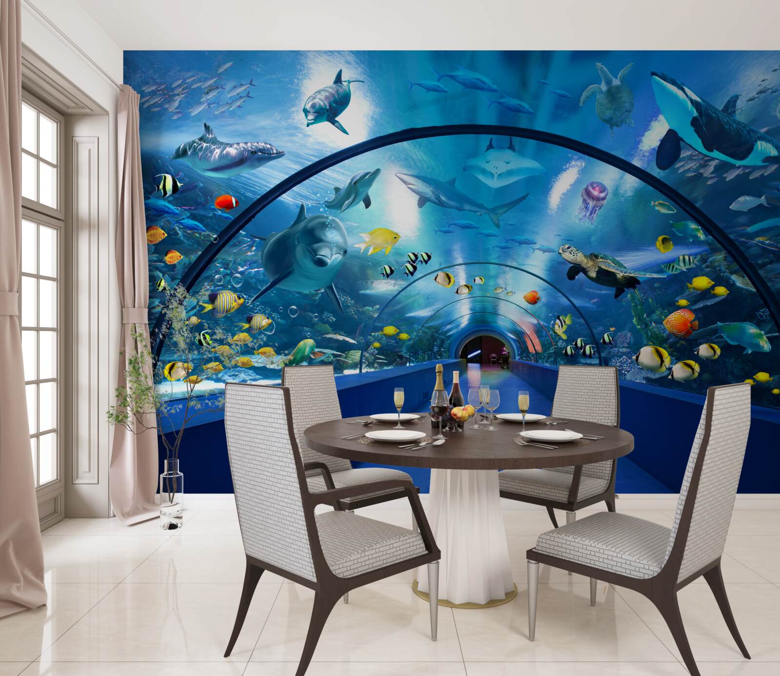 Фотошпалери захоплюючий акваріумний тунель