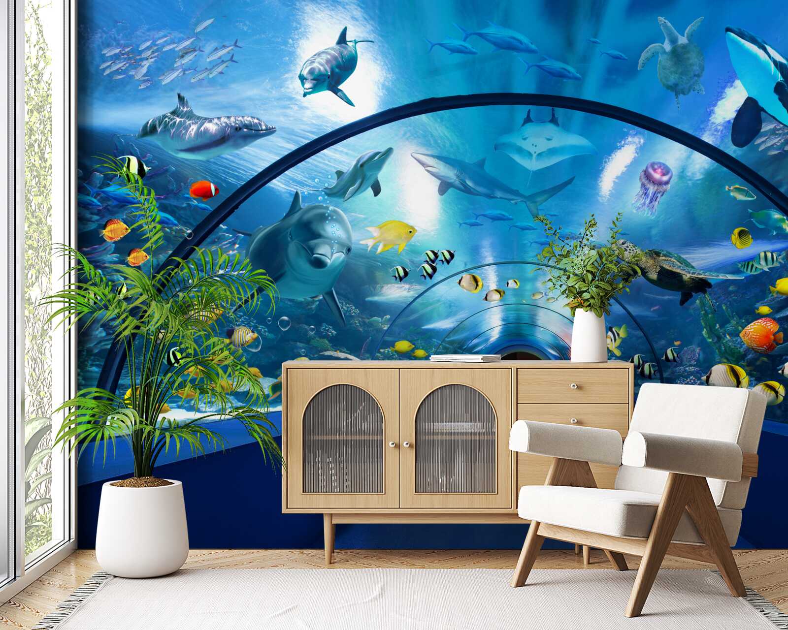 Фотошпалери захоплюючий акваріумний тунель