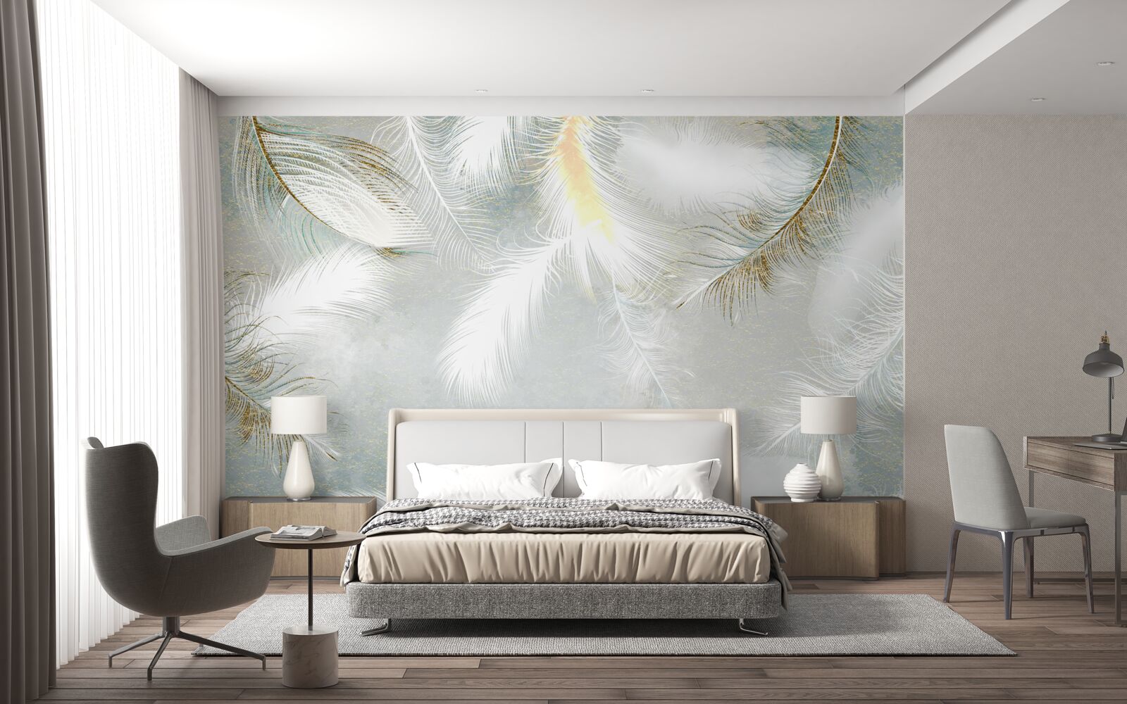 Фотошпалери фон з яскравого абстрактного пір'я