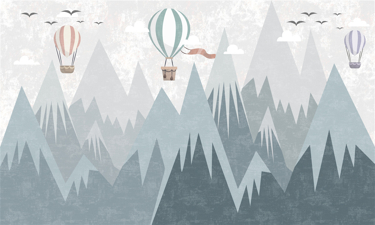 Фотошпалери гори залишають за собою повітряні кулі, що летять