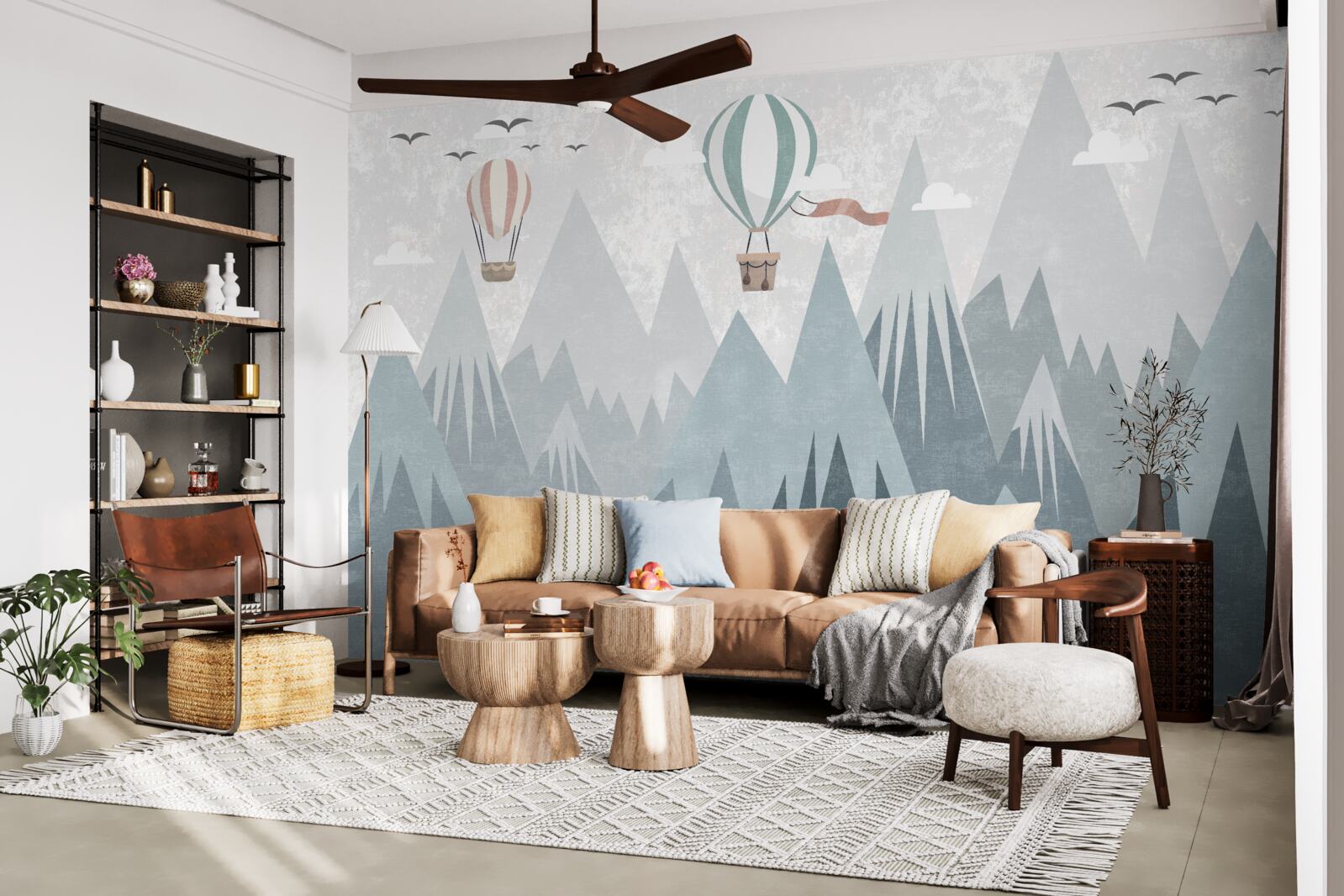 Фотошпалери гори залишають за собою повітряні кулі, що летять