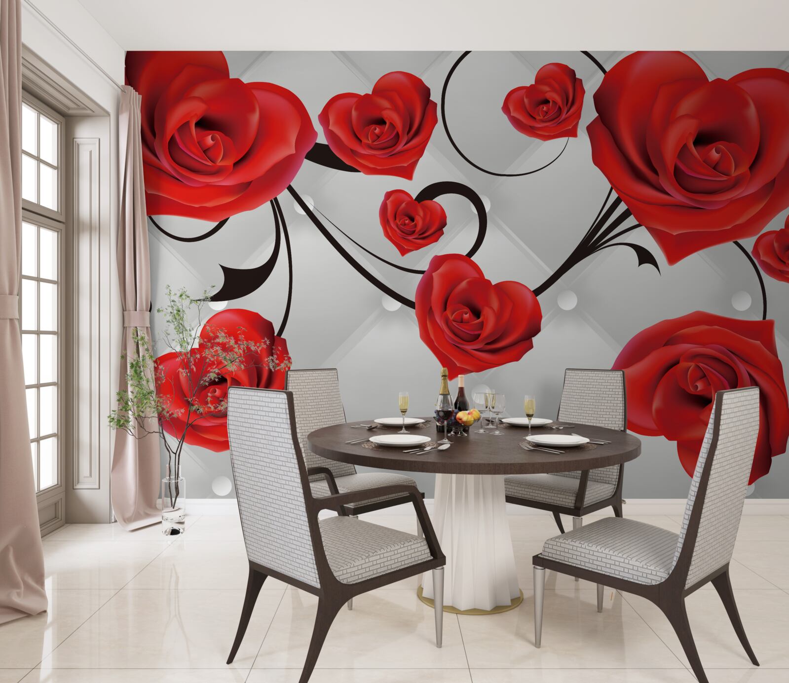 Фотошпалери червоні троянди у формі серця