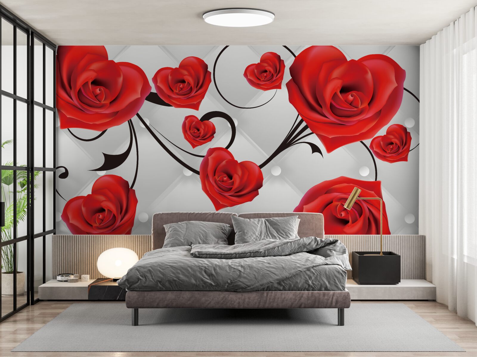 Фотошпалери червоні троянди у формі серця