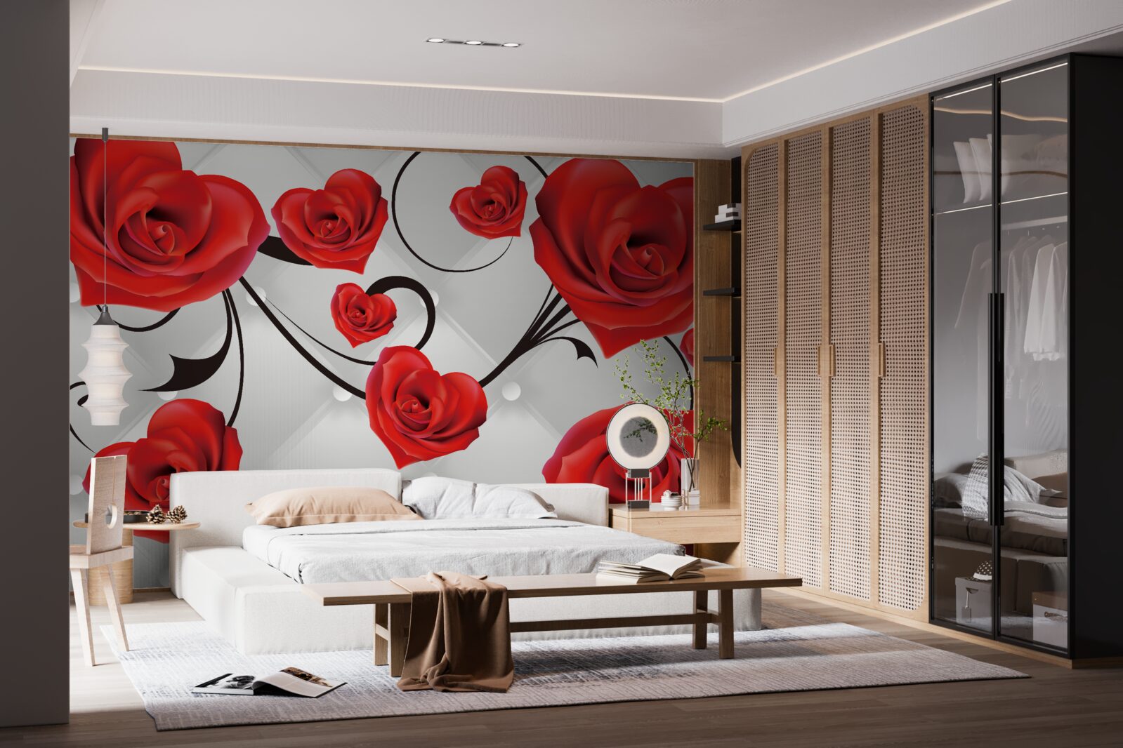 Фотошпалери червоні троянди у формі серця
