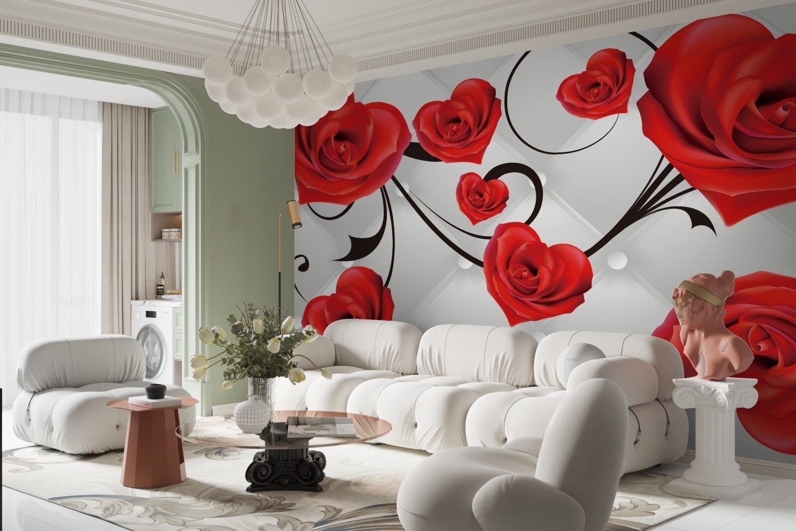 Фотошпалери червоні троянди у формі серця