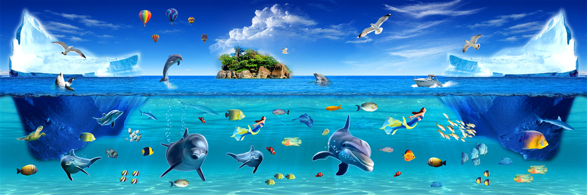 Фотошпалери крижані гори та глибоке море