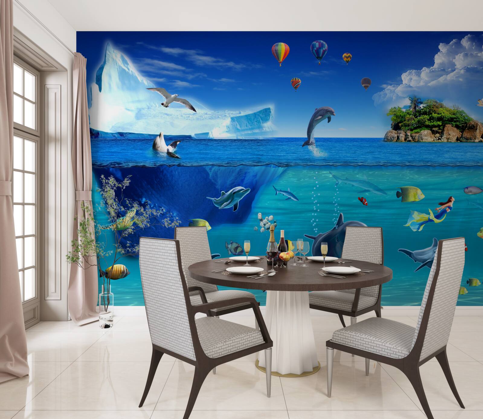 Фотошпалери крижані гори та глибоке море