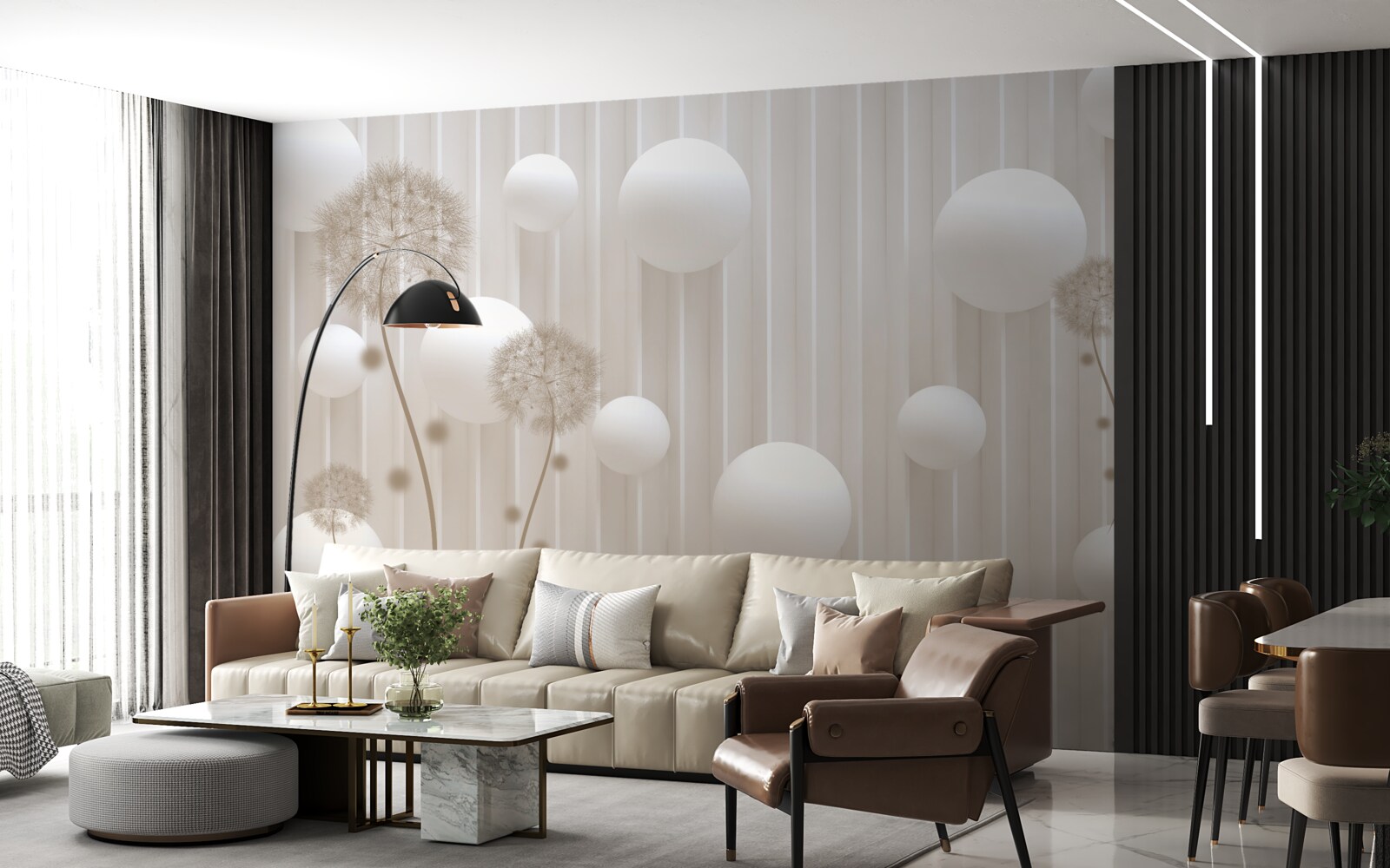 Фотошпалери намистини та молочко світло-рожевого кольору