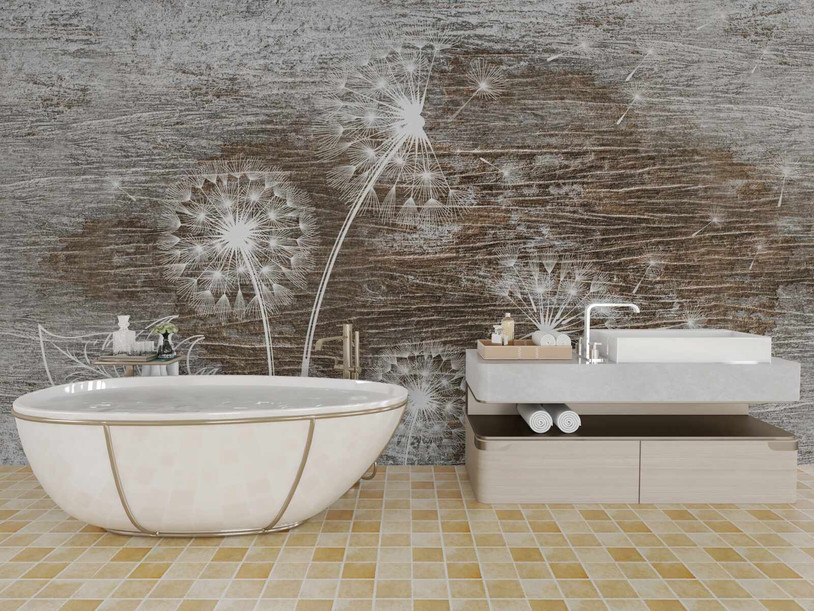 Фотошпалери білі, як сніг, косулі на дереві