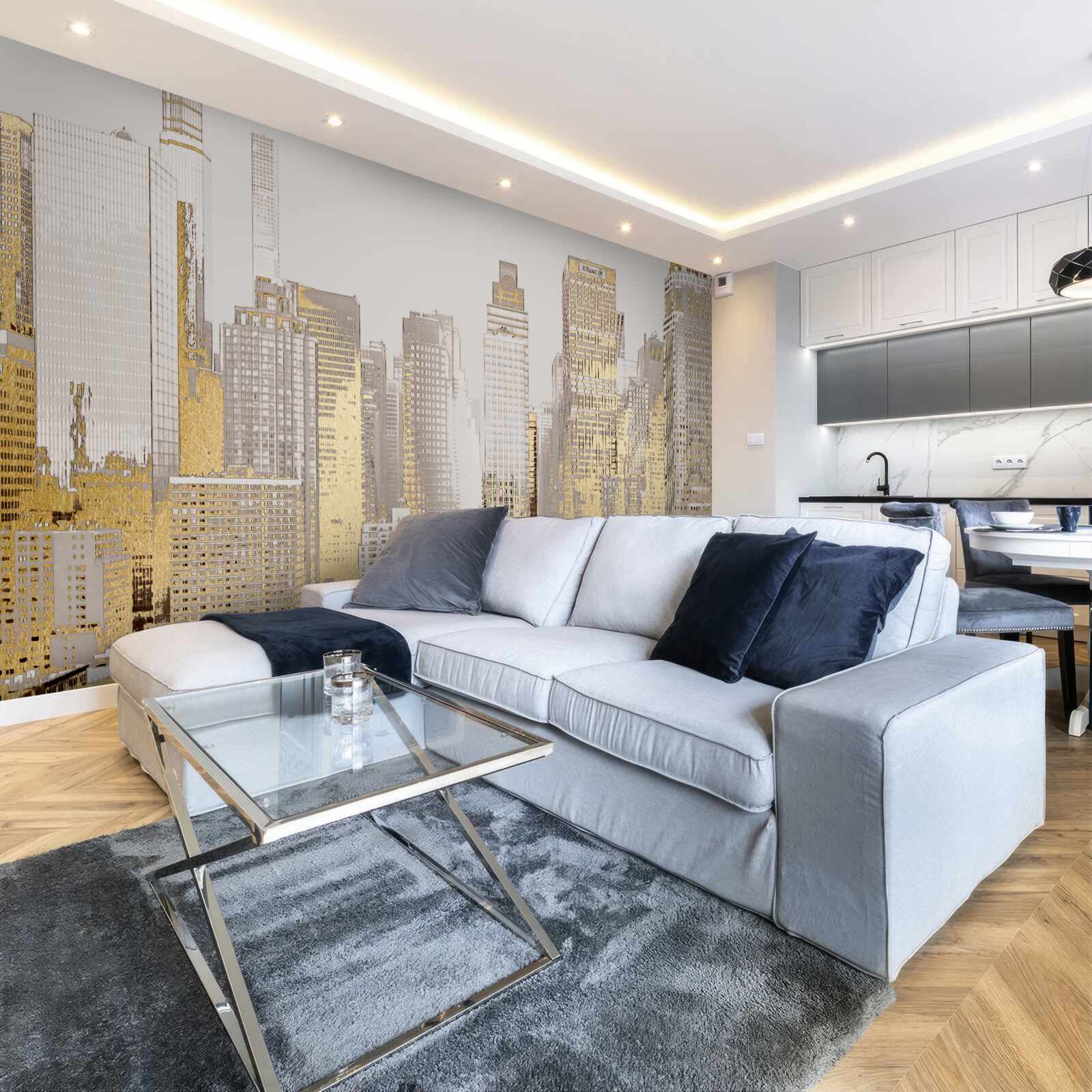 Фотошпалери панорама золотого хмарочоса