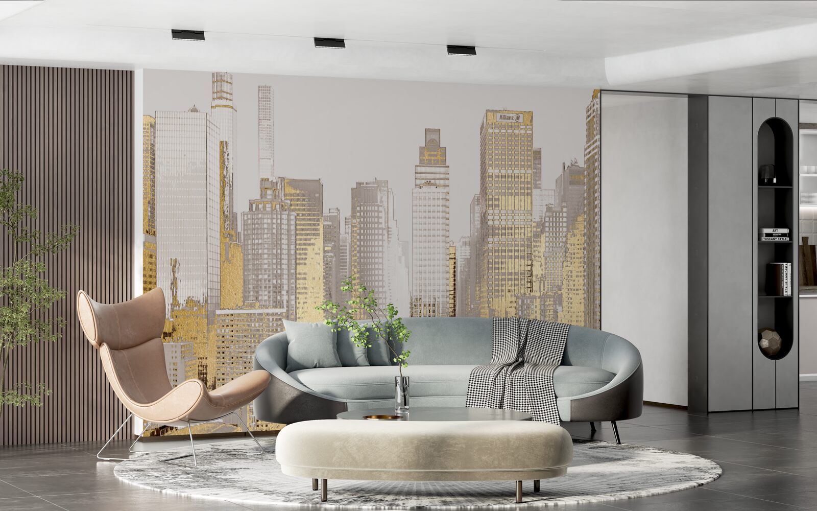 Фотошпалери панорама золотого хмарочоса