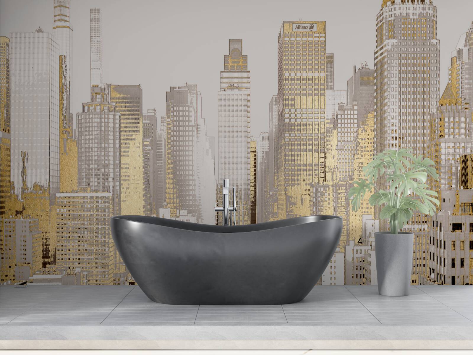 Фотошпалери панорама золотого хмарочоса