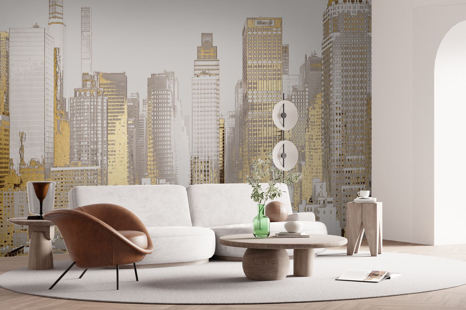 Фотошпалери панорама золотого хмарочоса