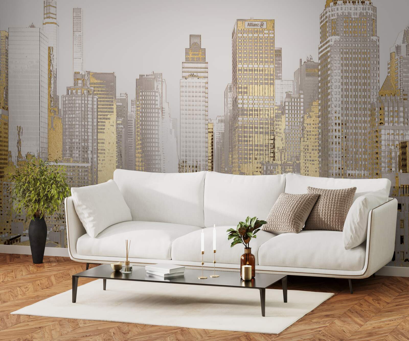 Фотошпалери панорама золотого хмарочоса