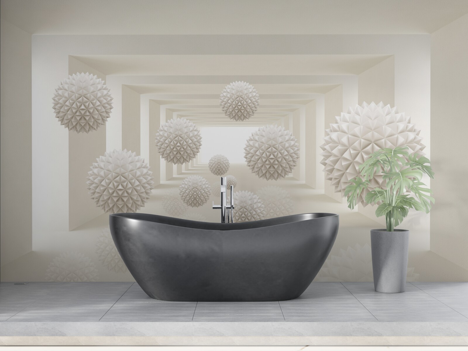 Фотошпалери підземний перехід з шипованими кулями